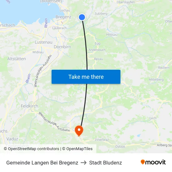 Gemeinde Langen Bei Bregenz to Stadt Bludenz map