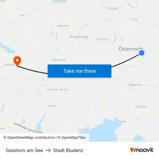 Gaishorn am See to Stadt Bludenz map