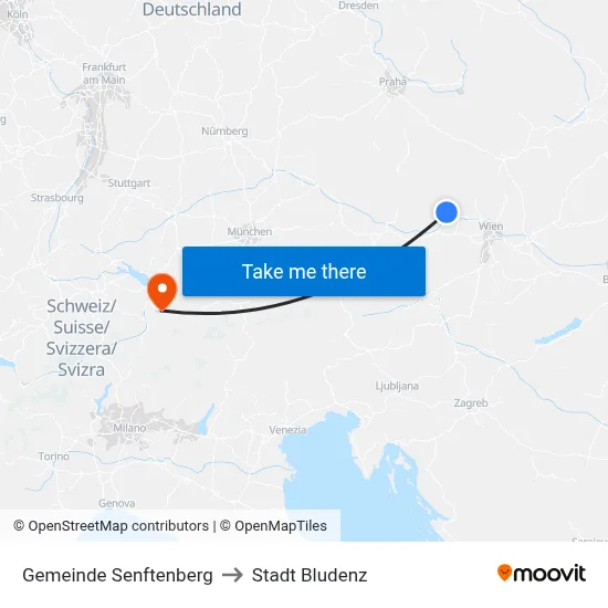 Gemeinde Senftenberg to Stadt Bludenz map