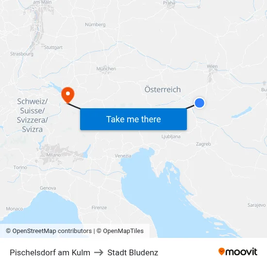 Pischelsdorf am Kulm to Stadt Bludenz map