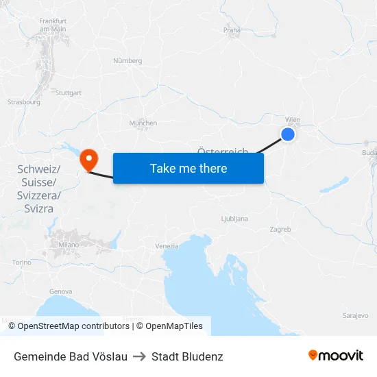 Gemeinde Bad Vöslau to Stadt Bludenz map