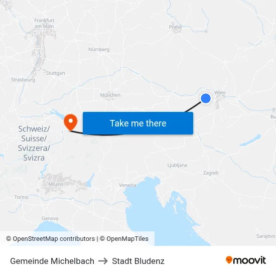 Gemeinde Michelbach to Stadt Bludenz map