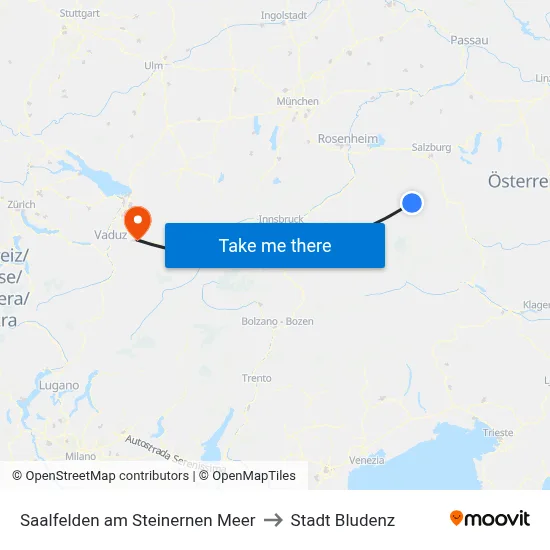Saalfelden am Steinernen Meer to Stadt Bludenz map
