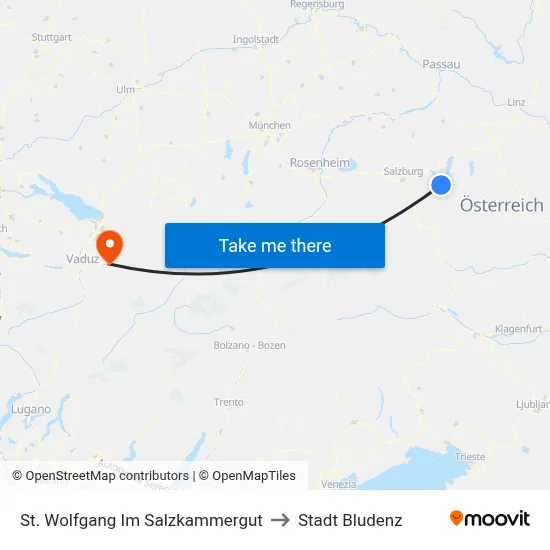 St. Wolfgang Im Salzkammergut to Stadt Bludenz map