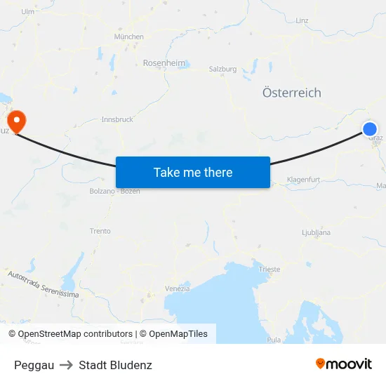 Peggau to Stadt Bludenz map