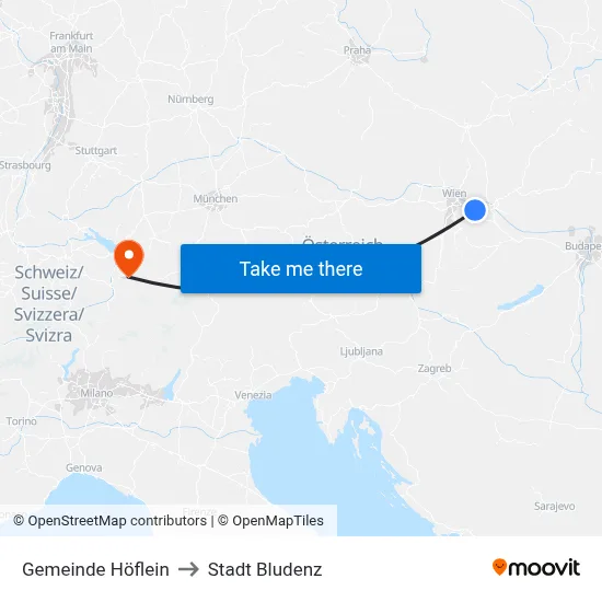 Gemeinde Höflein to Stadt Bludenz map