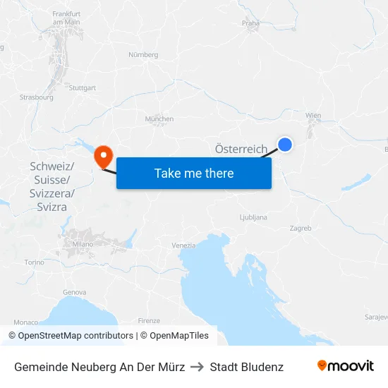 Gemeinde Neuberg An Der Mürz to Stadt Bludenz map