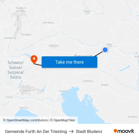 Gemeinde Furth An Der Triesting to Stadt Bludenz map