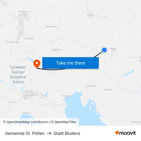 Gemeinde St. Pölten to Stadt Bludenz map