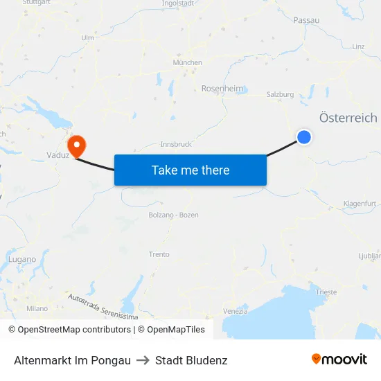 Altenmarkt Im Pongau to Stadt Bludenz map