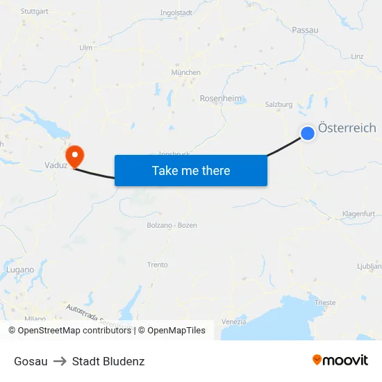 Gosau to Stadt Bludenz map