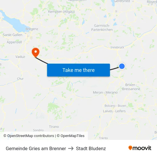Gemeinde Gries am Brenner to Stadt Bludenz map