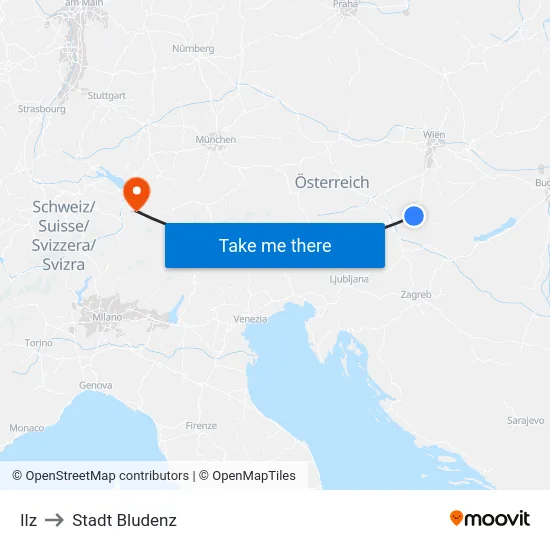 Ilz to Stadt Bludenz map