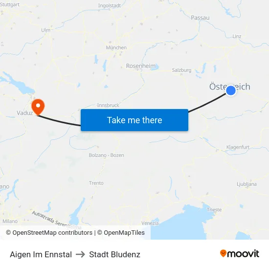Aigen Im Ennstal to Stadt Bludenz map
