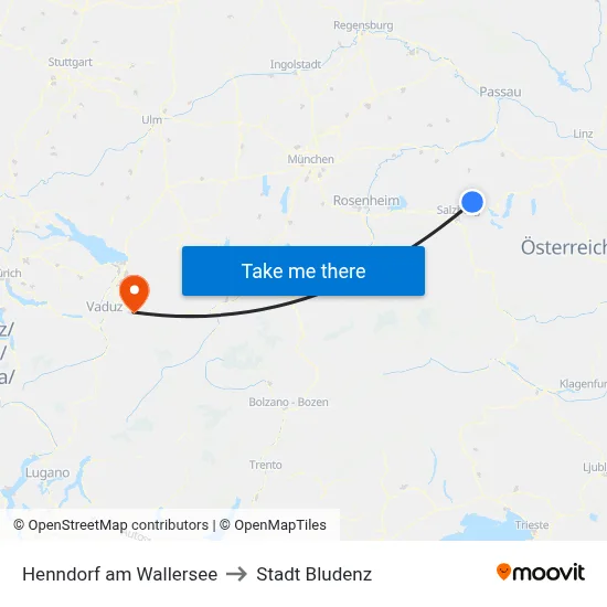 Henndorf am Wallersee to Stadt Bludenz map