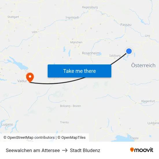 Seewalchen am Attersee to Stadt Bludenz map