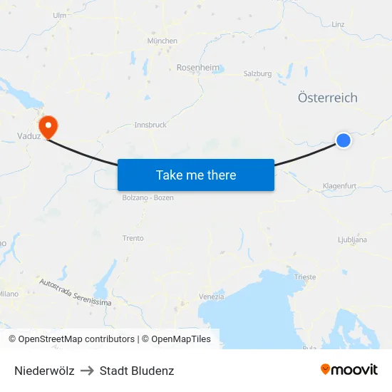 Niederwölz to Stadt Bludenz map