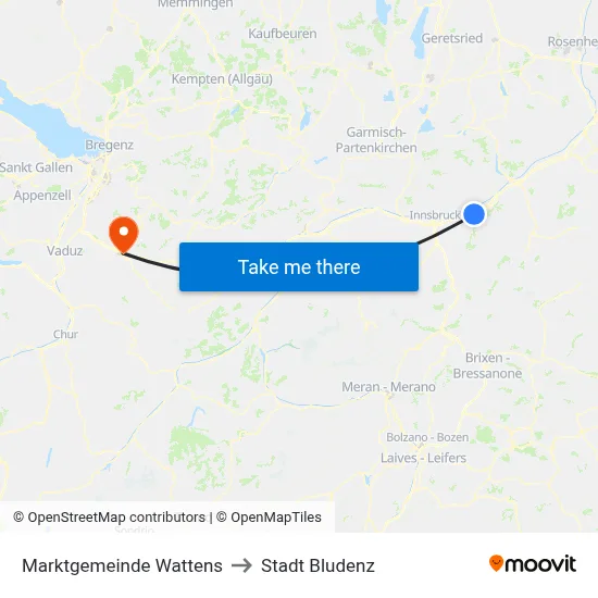Marktgemeinde Wattens to Stadt Bludenz map