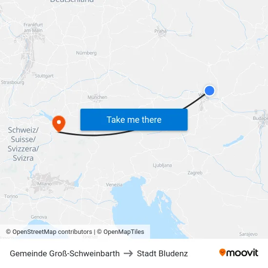 Gemeinde Groß-Schweinbarth to Stadt Bludenz map
