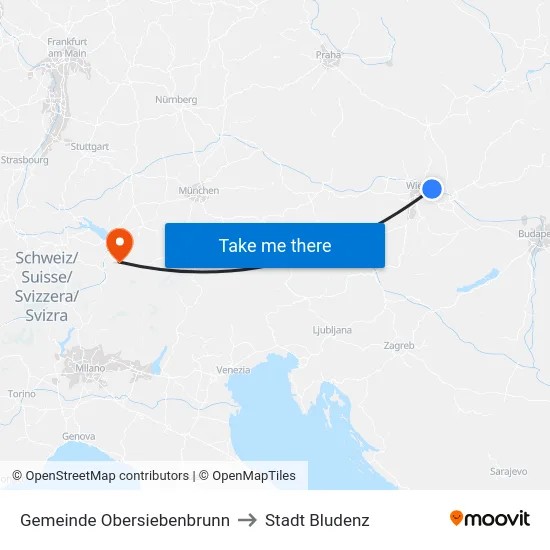 Gemeinde Obersiebenbrunn to Stadt Bludenz map