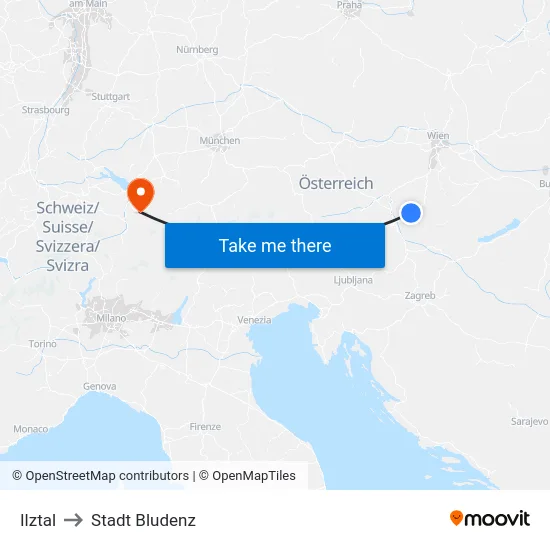 Ilztal to Stadt Bludenz map