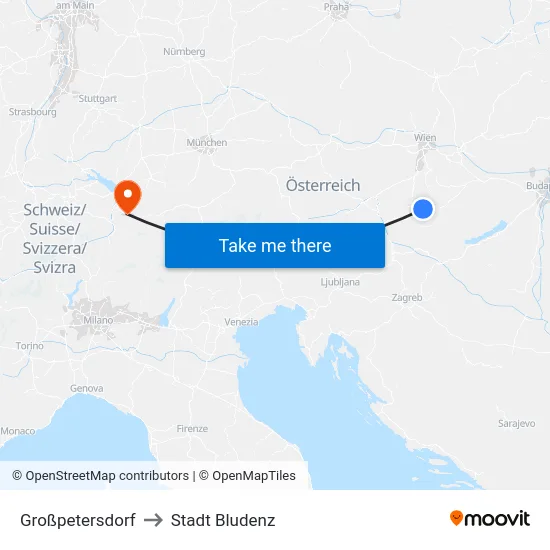 Großpetersdorf to Stadt Bludenz map