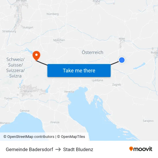 Gemeinde Badersdorf to Stadt Bludenz map