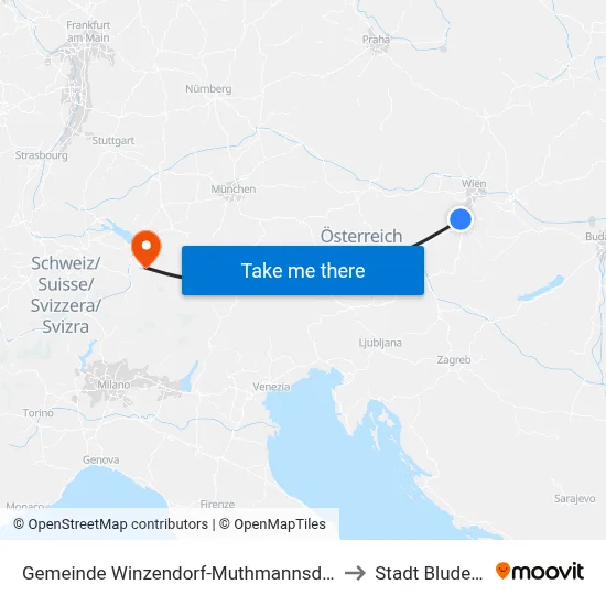 Gemeinde Winzendorf-Muthmannsdorf to Stadt Bludenz map