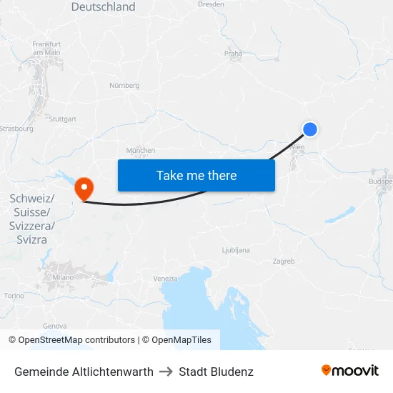 Gemeinde Altlichtenwarth to Stadt Bludenz map