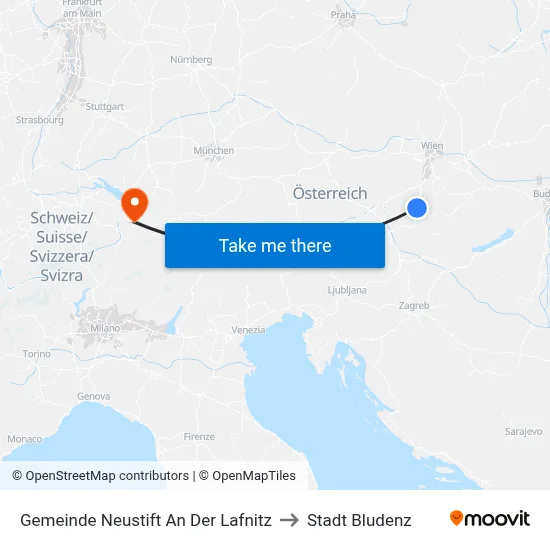 Gemeinde Neustift An Der Lafnitz to Stadt Bludenz map