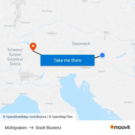 Mühlgraben to Stadt Bludenz map