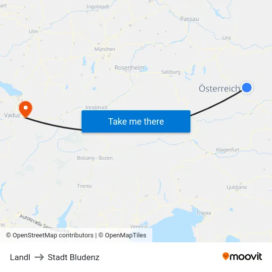 Landl to Stadt Bludenz map