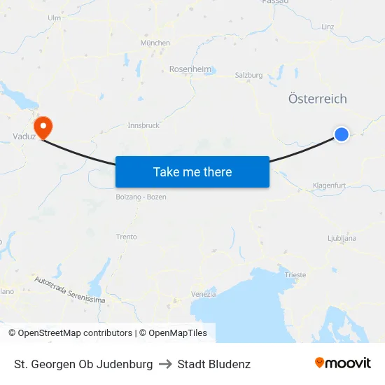 St. Georgen Ob Judenburg to Stadt Bludenz map