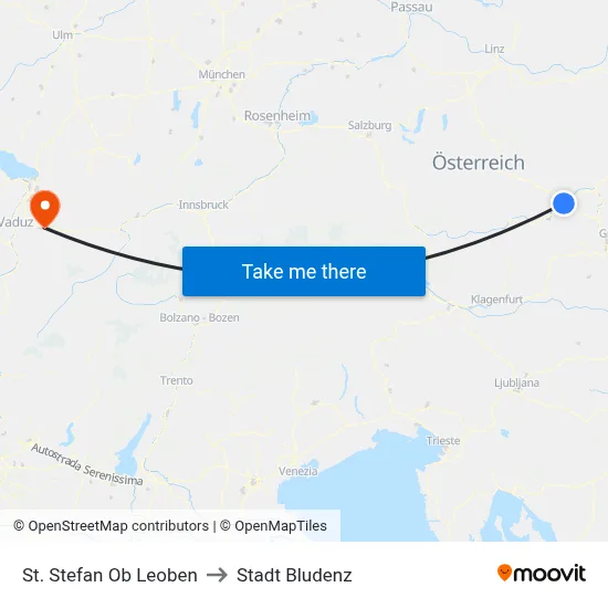 St. Stefan Ob Leoben to Stadt Bludenz map