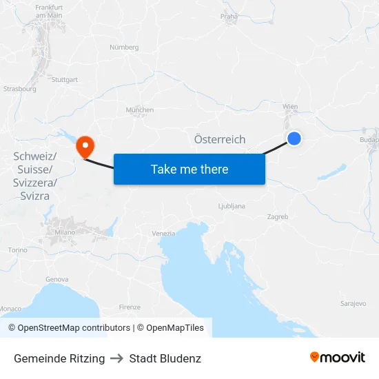 Gemeinde Ritzing to Stadt Bludenz map