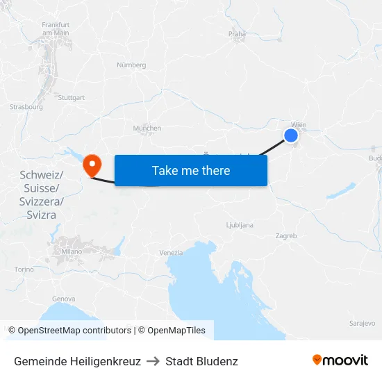 Gemeinde Heiligenkreuz to Stadt Bludenz map
