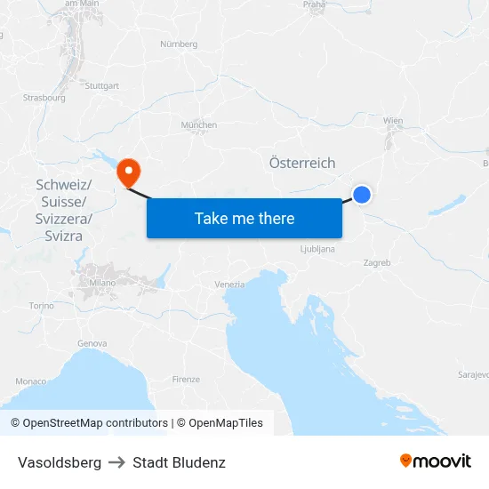 Vasoldsberg to Stadt Bludenz map