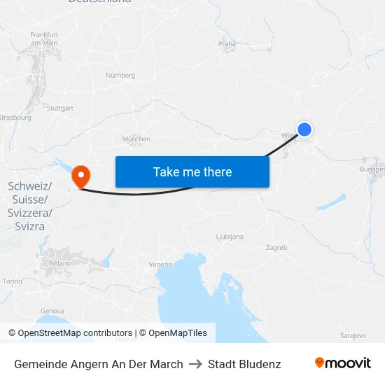 Gemeinde Angern An Der March to Stadt Bludenz map