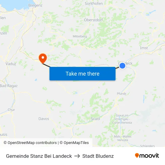 Gemeinde Stanz Bei Landeck to Stadt Bludenz map