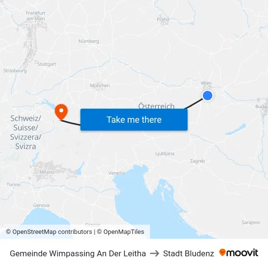 Gemeinde Wimpassing An Der Leitha to Stadt Bludenz map