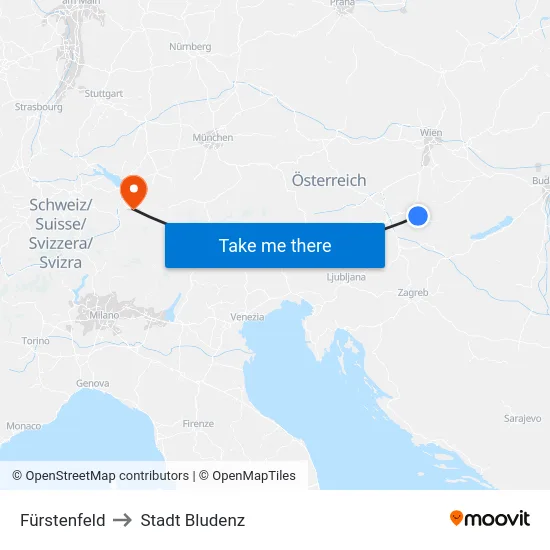Fürstenfeld to Stadt Bludenz map