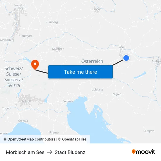 Mörbisch am See to Stadt Bludenz map