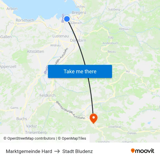 Marktgemeinde Hard to Stadt Bludenz map
