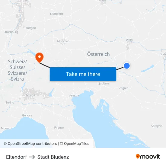Eltendorf to Stadt Bludenz map
