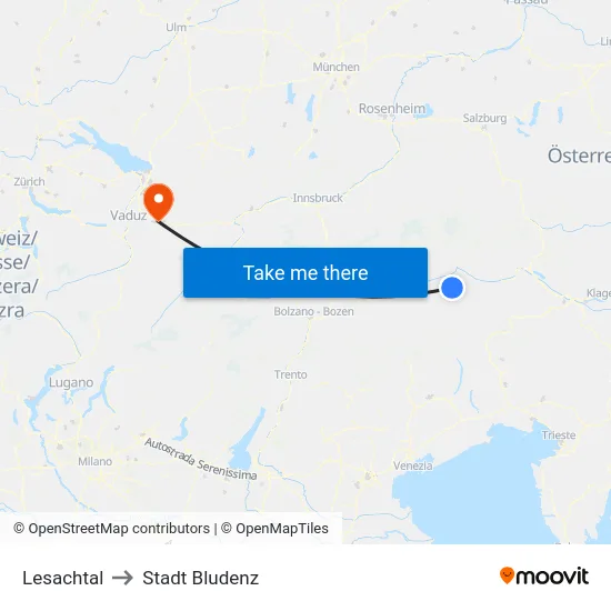 Lesachtal to Stadt Bludenz map
