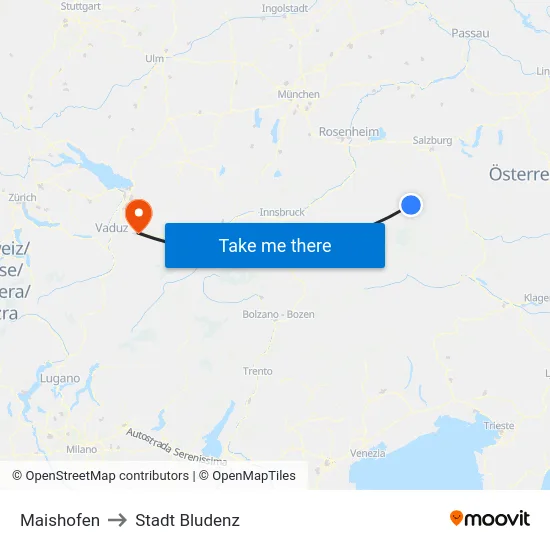 Maishofen to Stadt Bludenz map