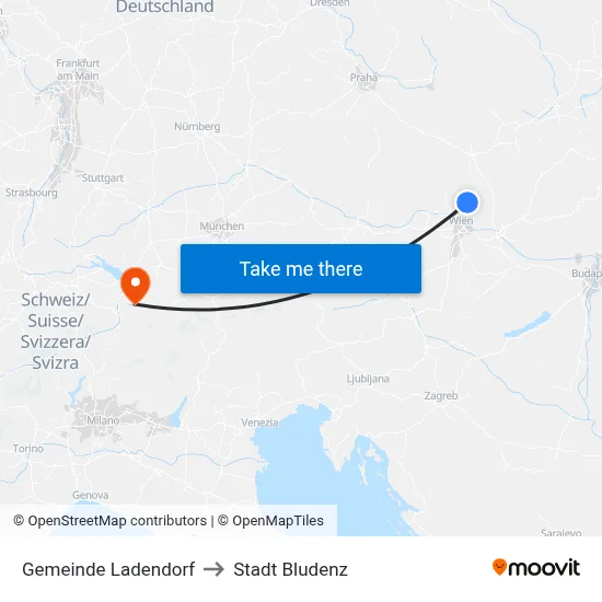 Gemeinde Ladendorf to Stadt Bludenz map