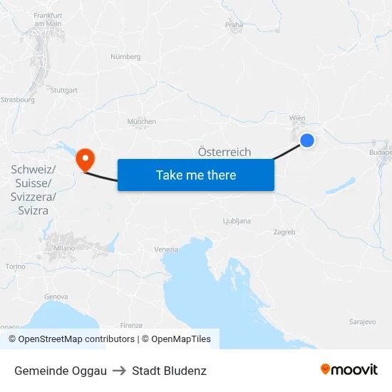 Gemeinde Oggau to Stadt Bludenz map