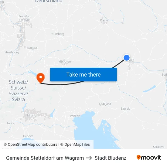 Gemeinde Stetteldorf am Wagram to Stadt Bludenz map