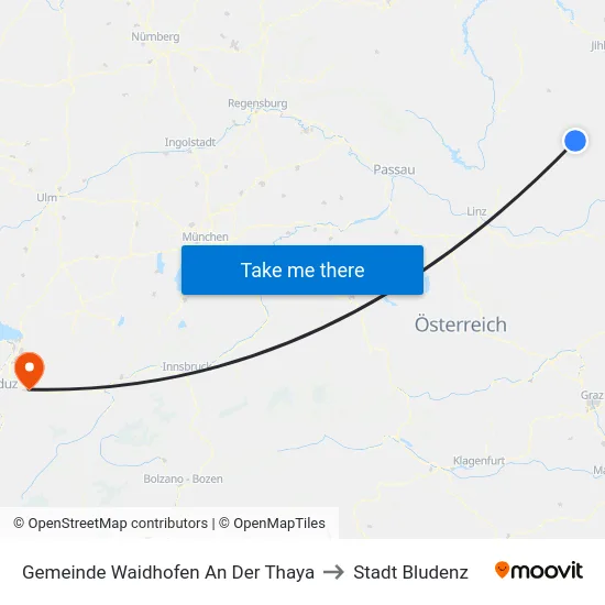 Gemeinde Waidhofen An Der Thaya to Stadt Bludenz map